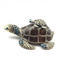 OYLZ Bejeweled Mother and Baby Sea Turtle Jewelry Trinket Box with Crystals 
